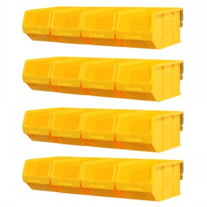 Parts Bins & Wall Rail Set 16 x Size 3